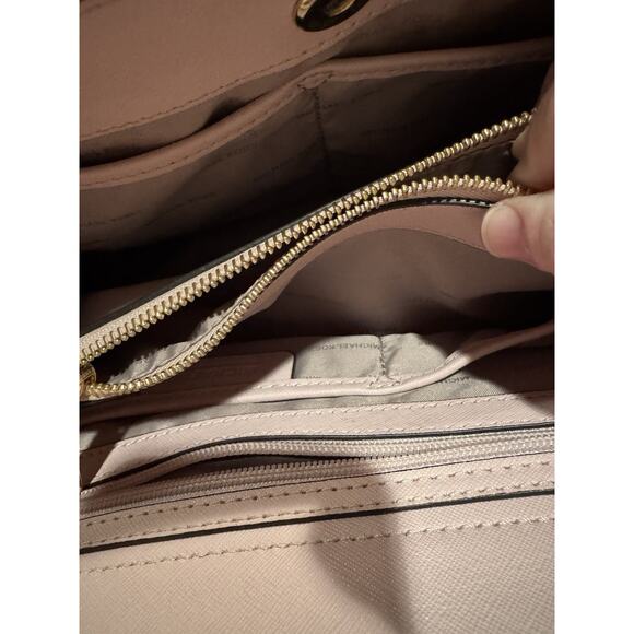 Michael Kors Sofia Portia Large Satchel Leather Bag Pink Blossom/gold - Picture 7 of 7